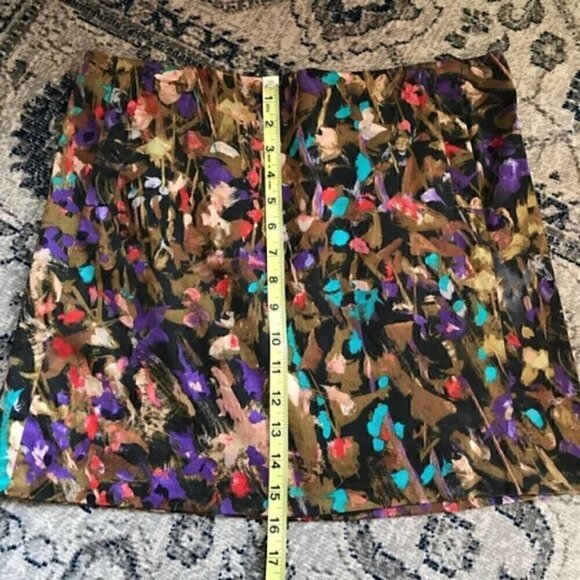 J. CREW: Multicolor Abstract Watercolor Skirt Sz 8 - Picture 4 of 7